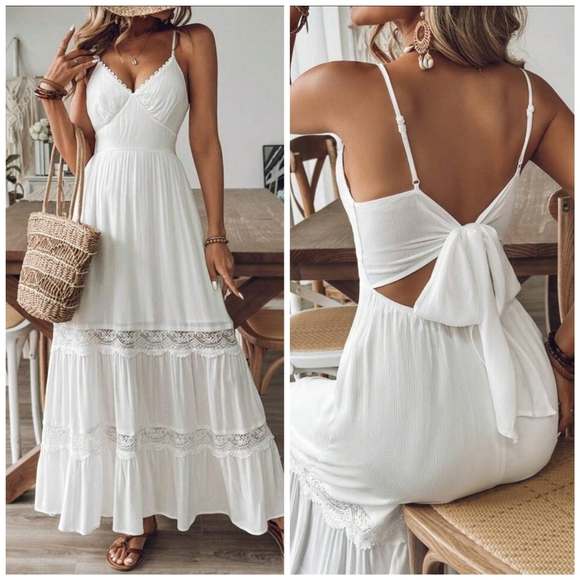 Boho Tied Back Chiffon Cami Dress